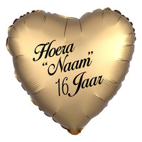 thumb-Folieballon Hart Chrome Goud - Met Tekst-6