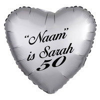 thumb-Folieballon Hart Chrome Zilver - Met Tekst-5