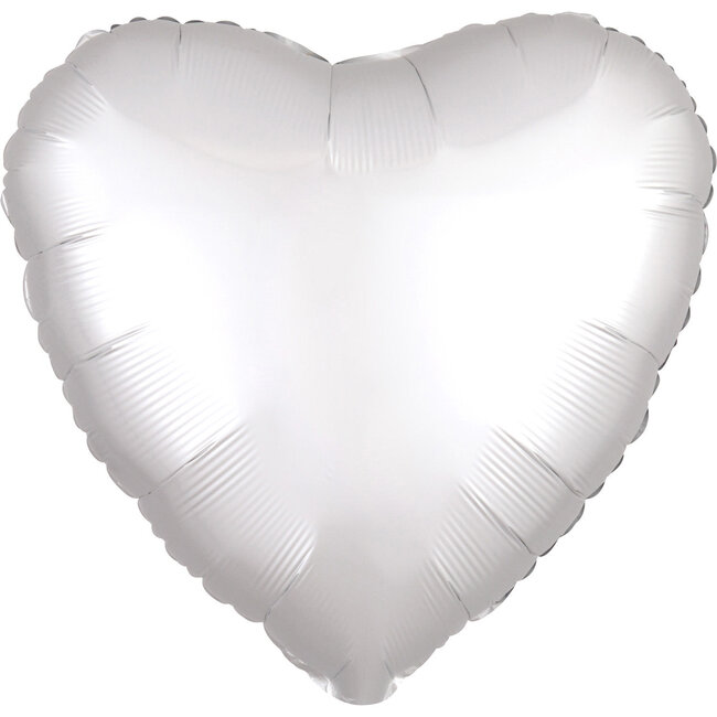 Folieballon Hart Chrome Wit