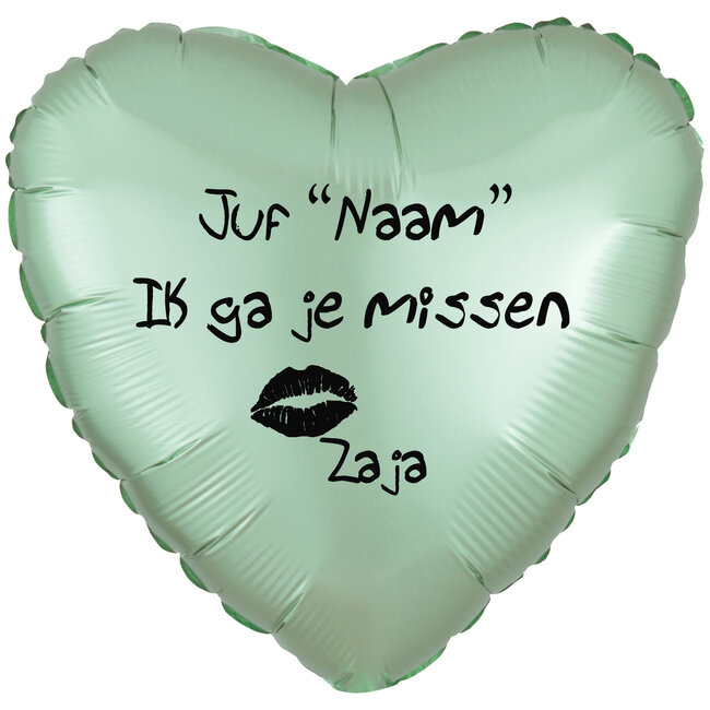 Folieballon Juf Ik ga je missen - Met Naam
