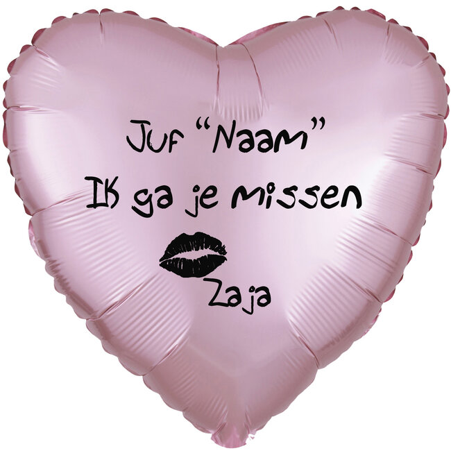 Folieballon Juf Ik ga je missen - Met Naam