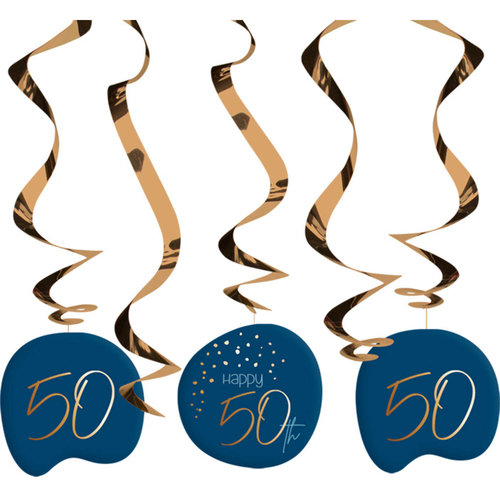 Hangdecoratie Elegant True Blue 50 Jaar - 5 stuks 