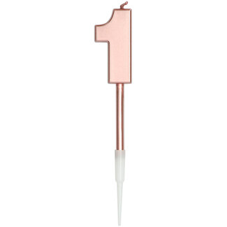 Folat Kaars Cijfer 1 Rosé Gold Metallic