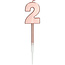 Folat Kaars Cijfer 2 Rosé Gold Metallic