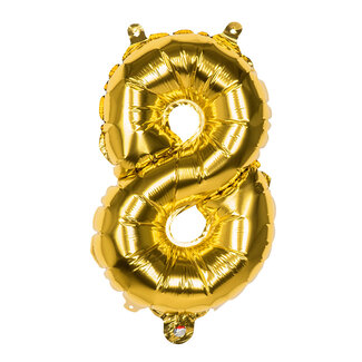 Globos Folieballon cijfer 8 Goud - lucht gevuld