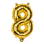 Globos Folieballon cijfer 8 Goud - lucht gevuld