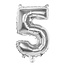 Globos Folieballon cijfer 5 Zilver - lucht gevuld
