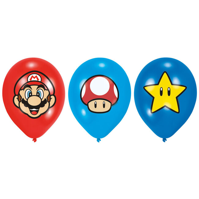 Super Mario Bros latex ballonnen - 6 st - 27,5 cm / 11 "