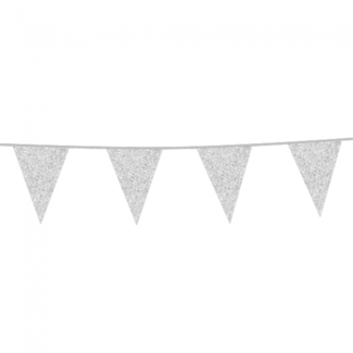 Globos Sparkling Zilver Glitter Vlaggenlijn - 6 meter - 20x30cm