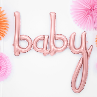 PartyDeco Folieballon "BABY" Rosé Gold - voor luchtvulling -73,5x75,5cm