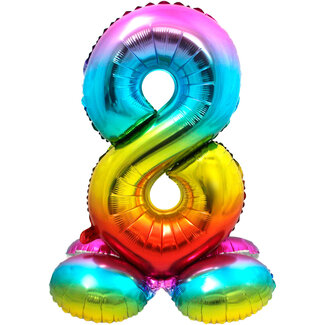 Folatex Folieballon met Standaard Cijfer 8 Regenboog - 71 cm