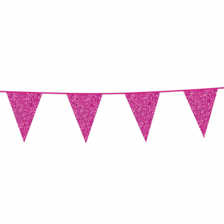 Globos Sparkling Hot Pink Glitter Vlaggenlijn - 6 meter