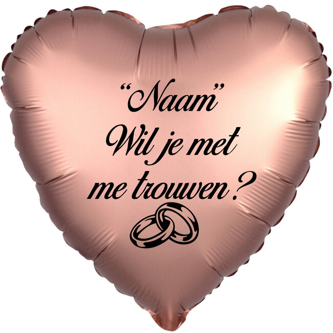 Folieballon Hart Satijn Rosé Gold