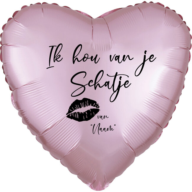 Folieballon Hart Pastel Licht Roze