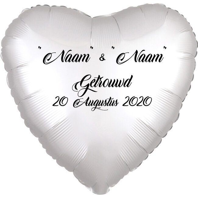 Folieballon Hart Chrome Wit