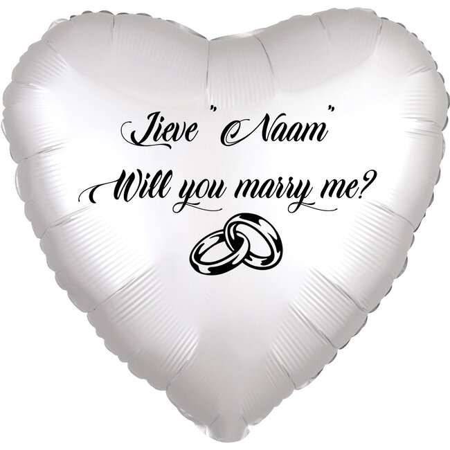 Folieballon Hart Chrome Wit