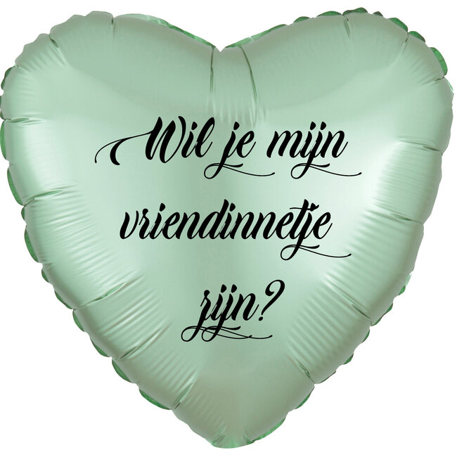 Folieballon Hart Chrome Mint Groen