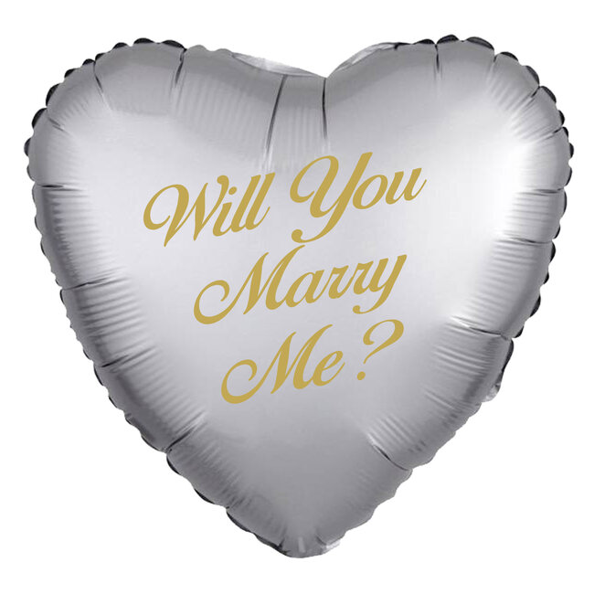 Folieballon Hart Chrome Zilver