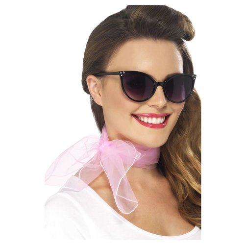 Jaren 50 Hals sjaaltje - roze - chiffon stijl 