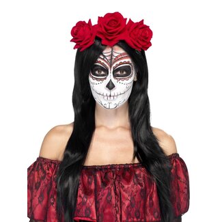 Smiffy's Day of the Dead Headband - with Red Roses