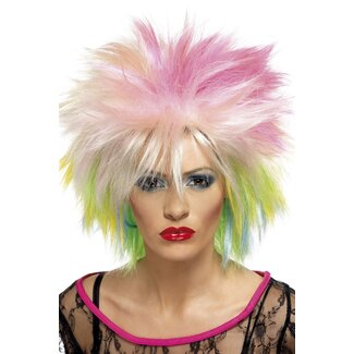 Smiffy's Pruik 80'S Attitude - Multi-Coloured