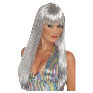 Smiffy's Glitter Disco Pruik Zilver