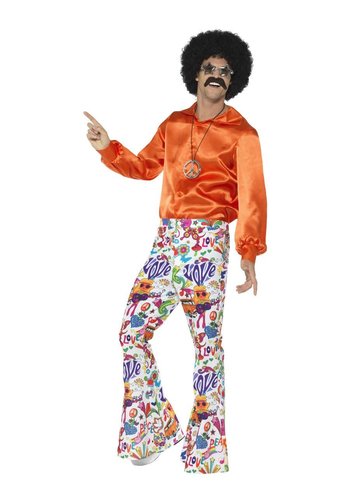 60's Groovy Wijd Uitlopende Broek - Heren - Veelkleurig 