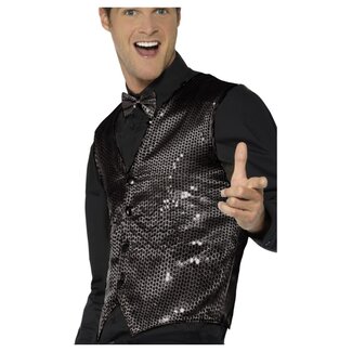 Smiffy's Glitter Gillet - Zwart