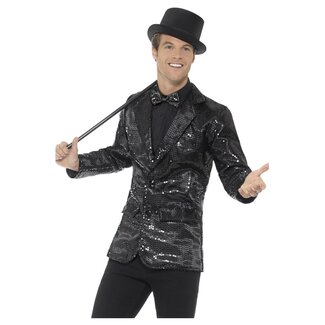 Smiffy's Glitter Jasje - Zwart