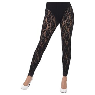 Smiffy's 80's Lace Leggings -  Zwart