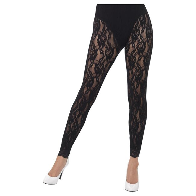 80's Lace Leggings -  Zwart