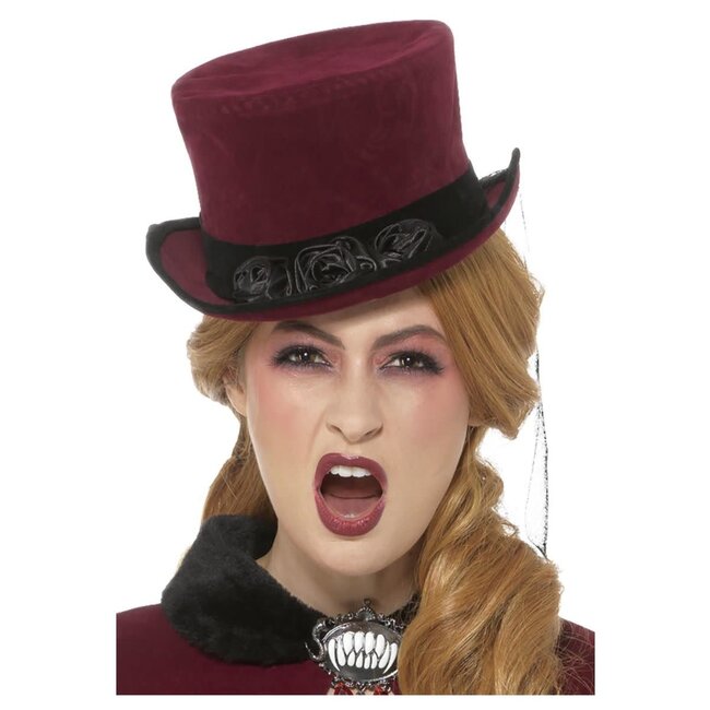 Deluxe Victoriaanse Hoed - Bordeauxrood