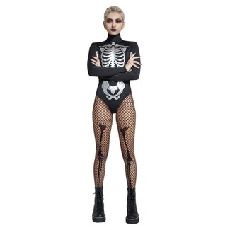 Fever Fever Skelet Body Stocking - Zwart & Zilver
