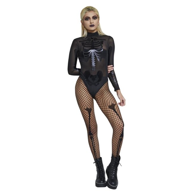 Fever Skelet Body Stocking - Zwart