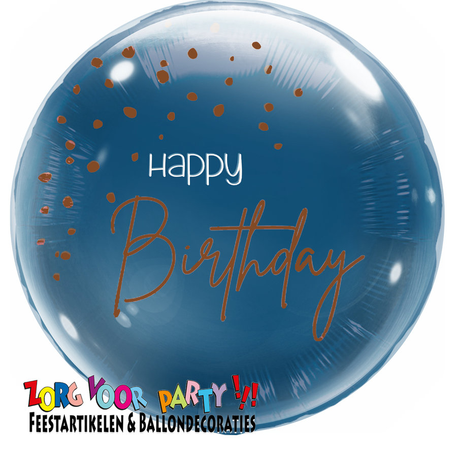 Folieballon Elegant True Blue Happy Birthday-1