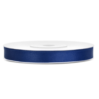 thumb-Satijn Lint Marine Blauw - 6 mm x 25 mtr-1