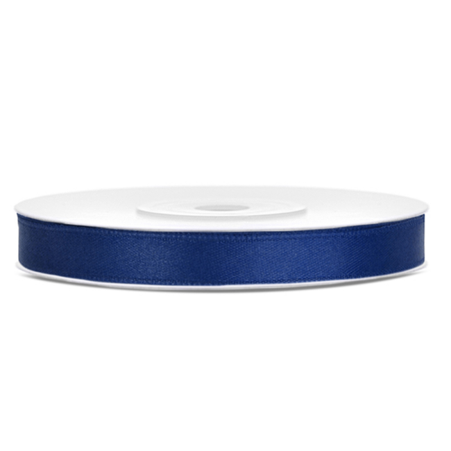 Satijn Lint Marine Blauw - 6 mm x 25 mtr