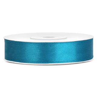 PartyDeco Satijn Lint Turquoise - 12 mm x 25 mtr