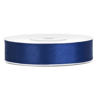 PartyDeco Satijn Lint Marine Blauw - 12 mm x 25 mtr
