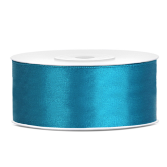 PartyDeco Satijn Lint Turquoise - 25 mm x 25 mtr