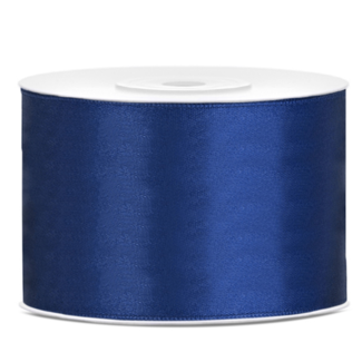 PartyDeco Satijn Lint Marine Blauw - 50 mm x 25 mtr