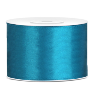 PartyDeco Satijn Lint Turquoise - 50 mm x 25 mtr
