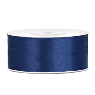 PartyDeco Satijn Lint Marine Blauw - 25 mm x 25 mtr