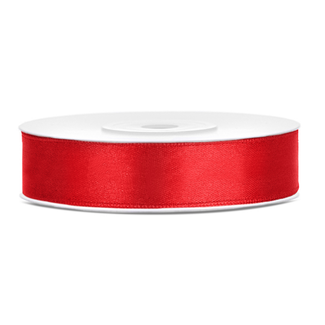 PartyDeco Satijn Lint Rood - 12 mm x 25 mtr