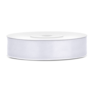 PartyDeco Satijn Lint Wit - 12 mm x 25 mtr
