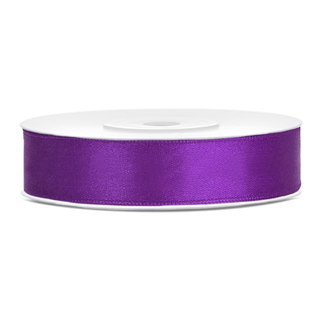 PartyDeco Satijn Lint Paars - 12 mm x 25 mtr