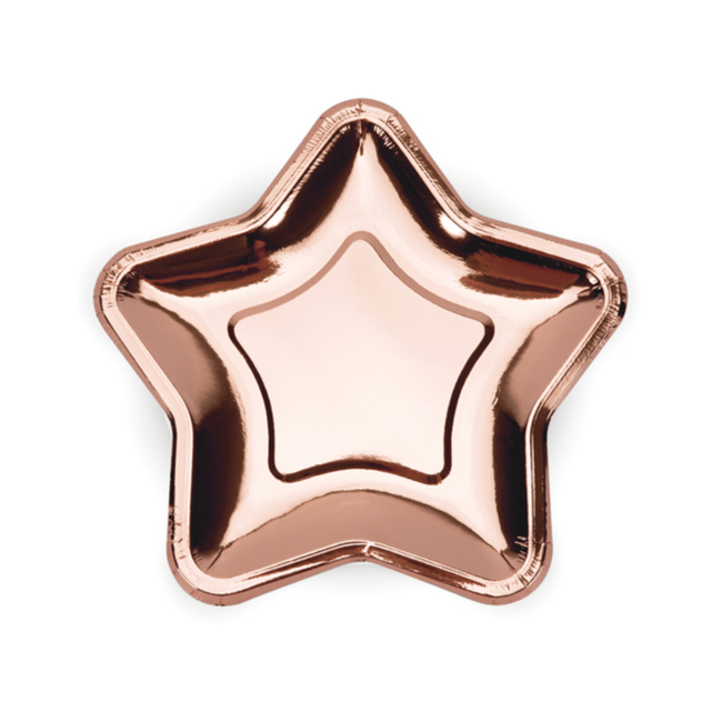 Papieren bordjes Ster - Rosé Gold - 6st - 18cm