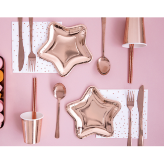 PartyDeco Papieren bordjes Ster - Rosé Gold - 6st - 18cm