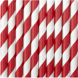 Papieren rietjes - Rood / Wit - 19,5 cm - 10 stuks