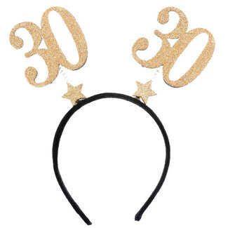 Santex Glitter Tiara Goud - 30 Jaar